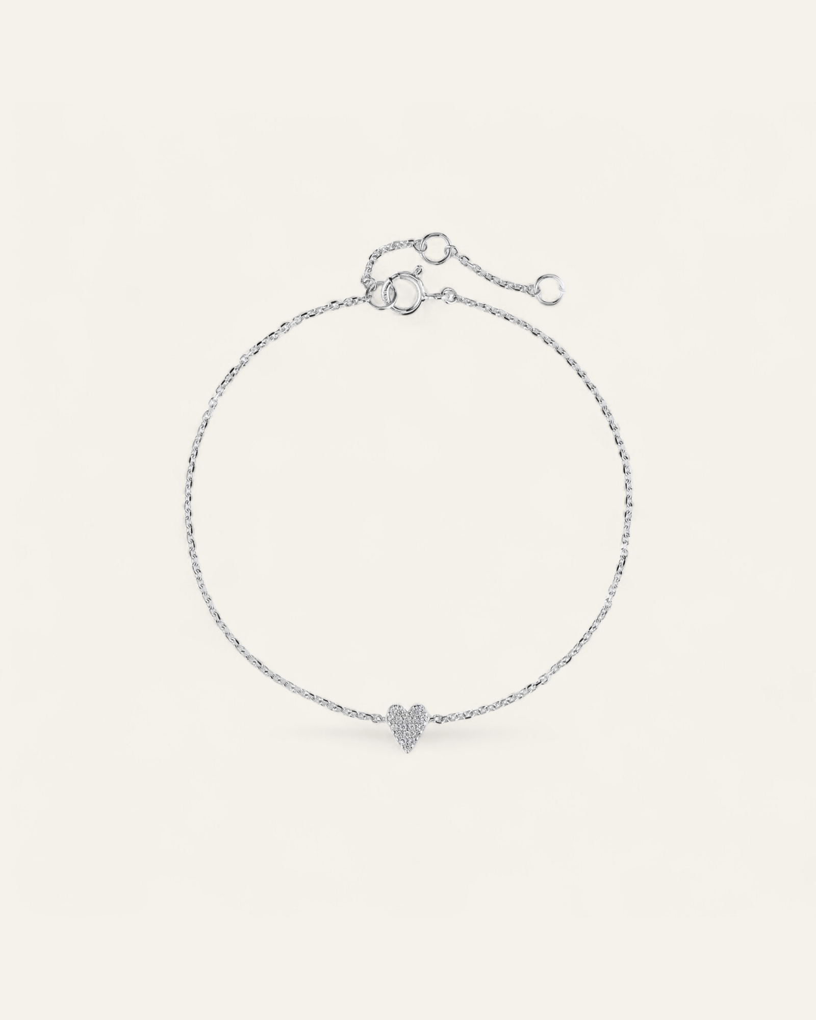 Heart Zircon Pave Love Charm Beads Bracelet Long Chain