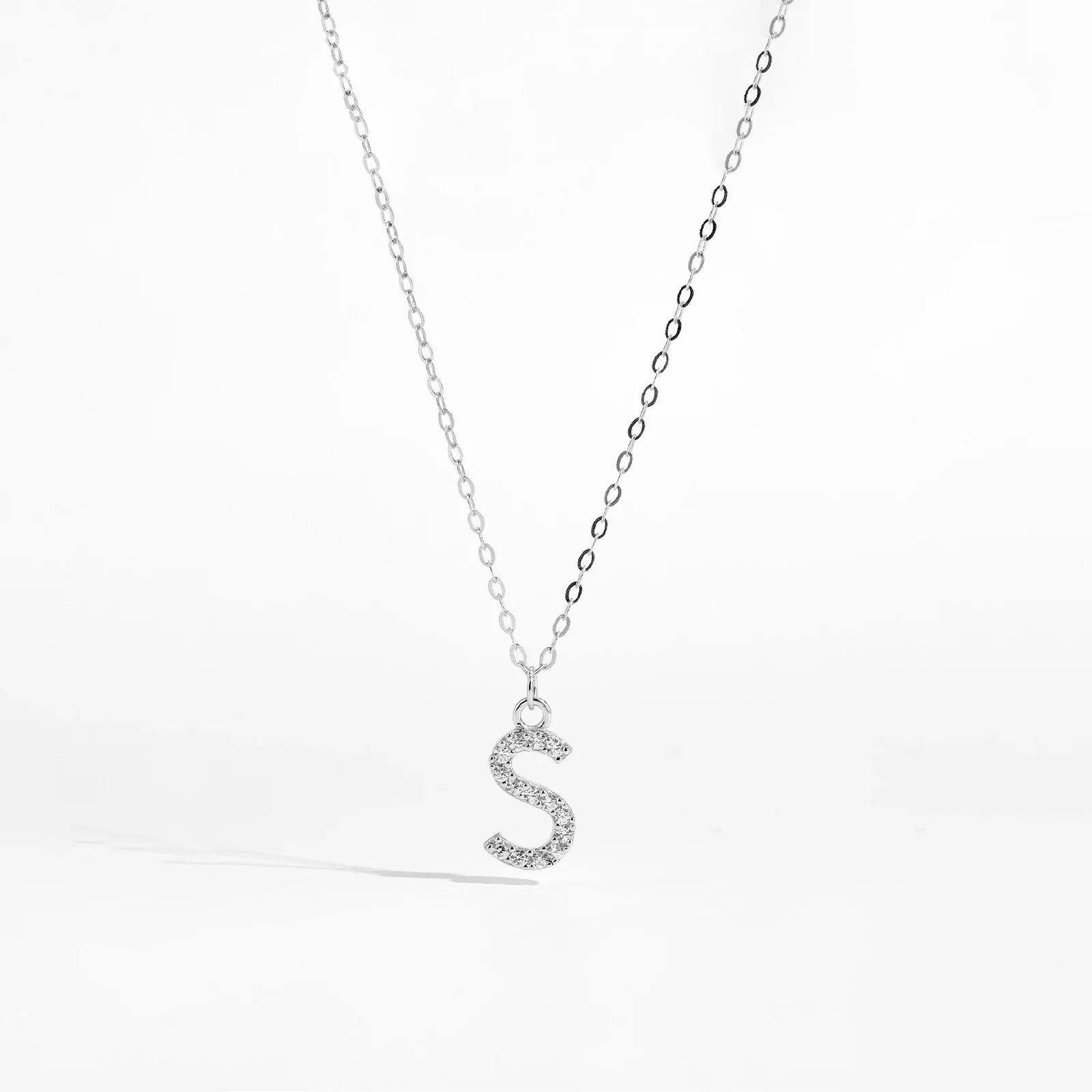 Alphabet Initial Monogram Letter A-Z Zircon CZ Pendant Necklace