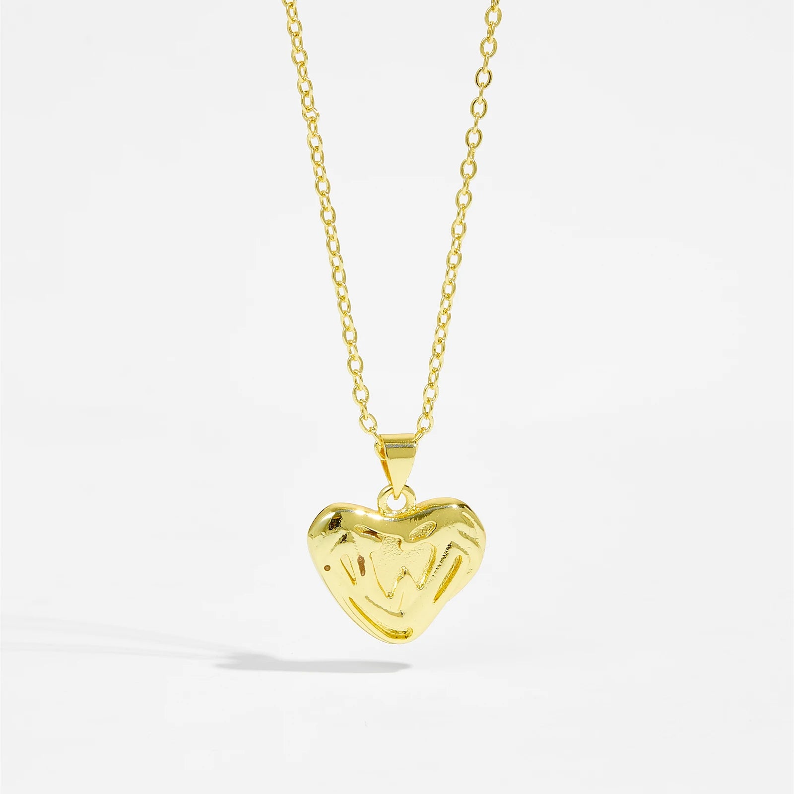 Gold Plated Silver Irregular Geometric Heart Pendant Long Chain