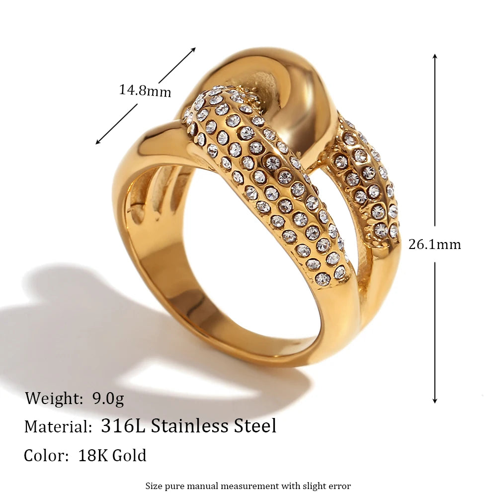 Champagne Cross Knotted Contrasting Zircon Ring