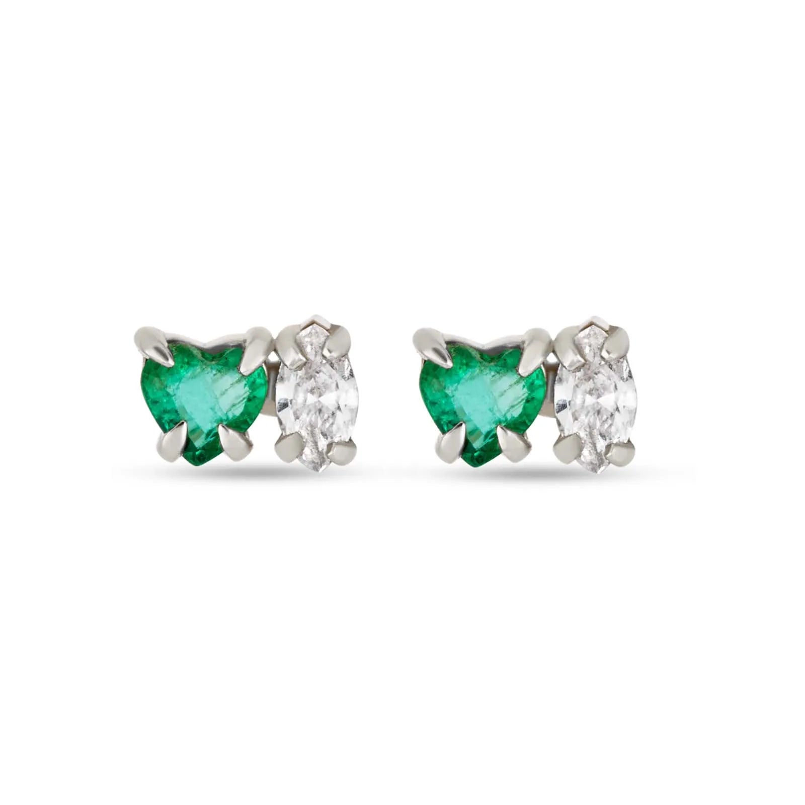 Love Green Heart Clear Stud Earring Clips