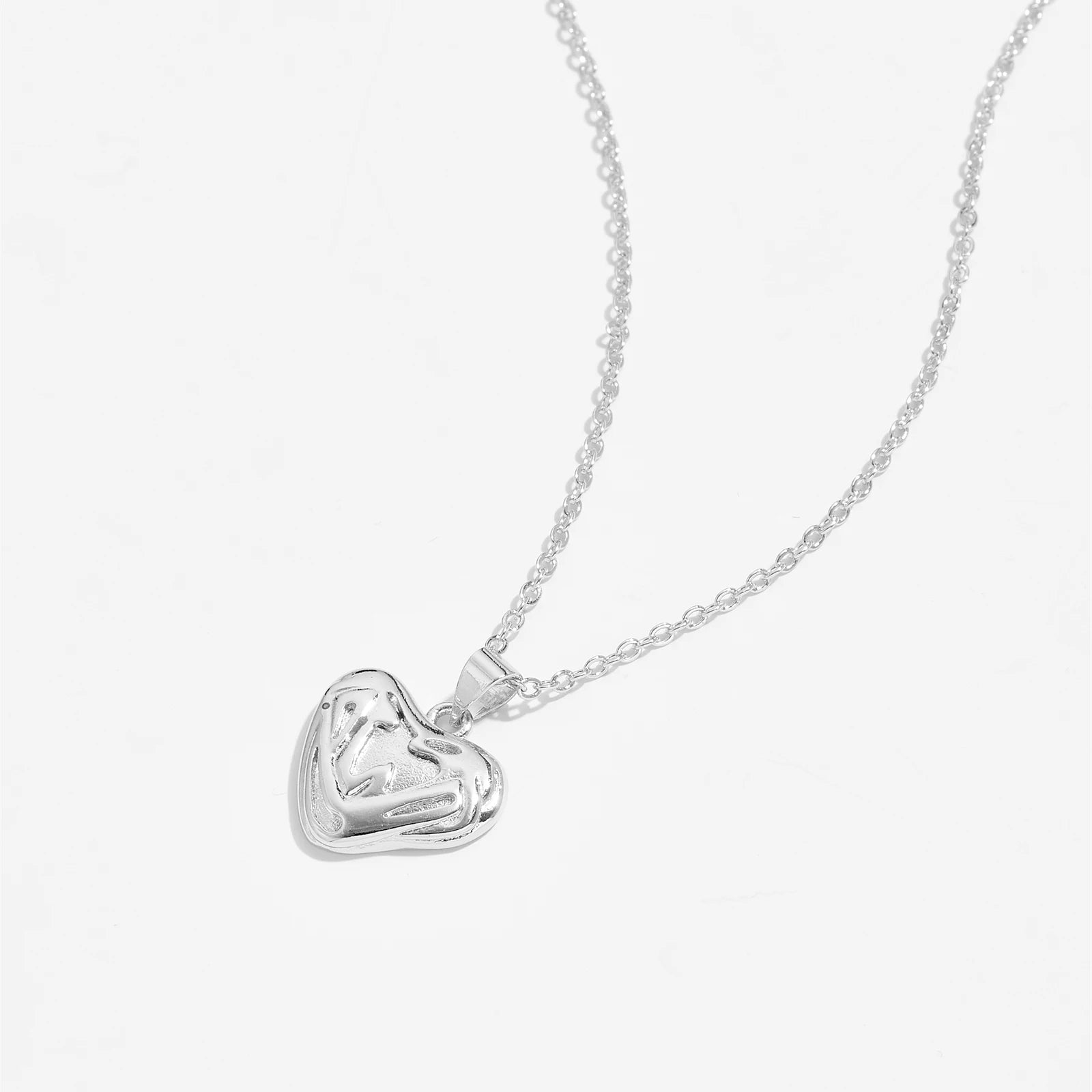 Gold Plated Silver Irregular Geometric Heart Pendant Long Chain