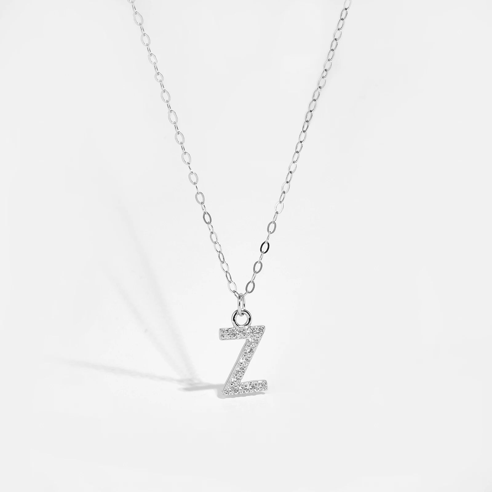 Alphabet Initial Monogram Letter A-Z Zircon CZ Pendant Necklace