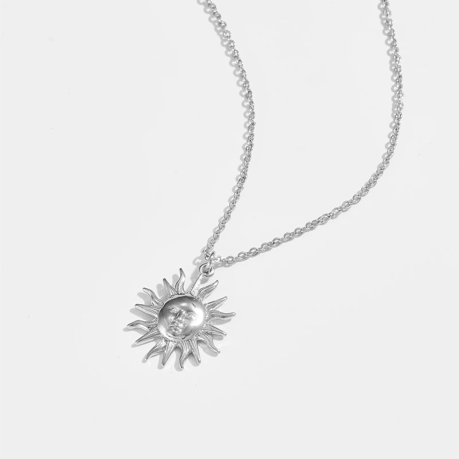 Gold Plated Silver Sunflower Pendant Long Chain Necklace Thick