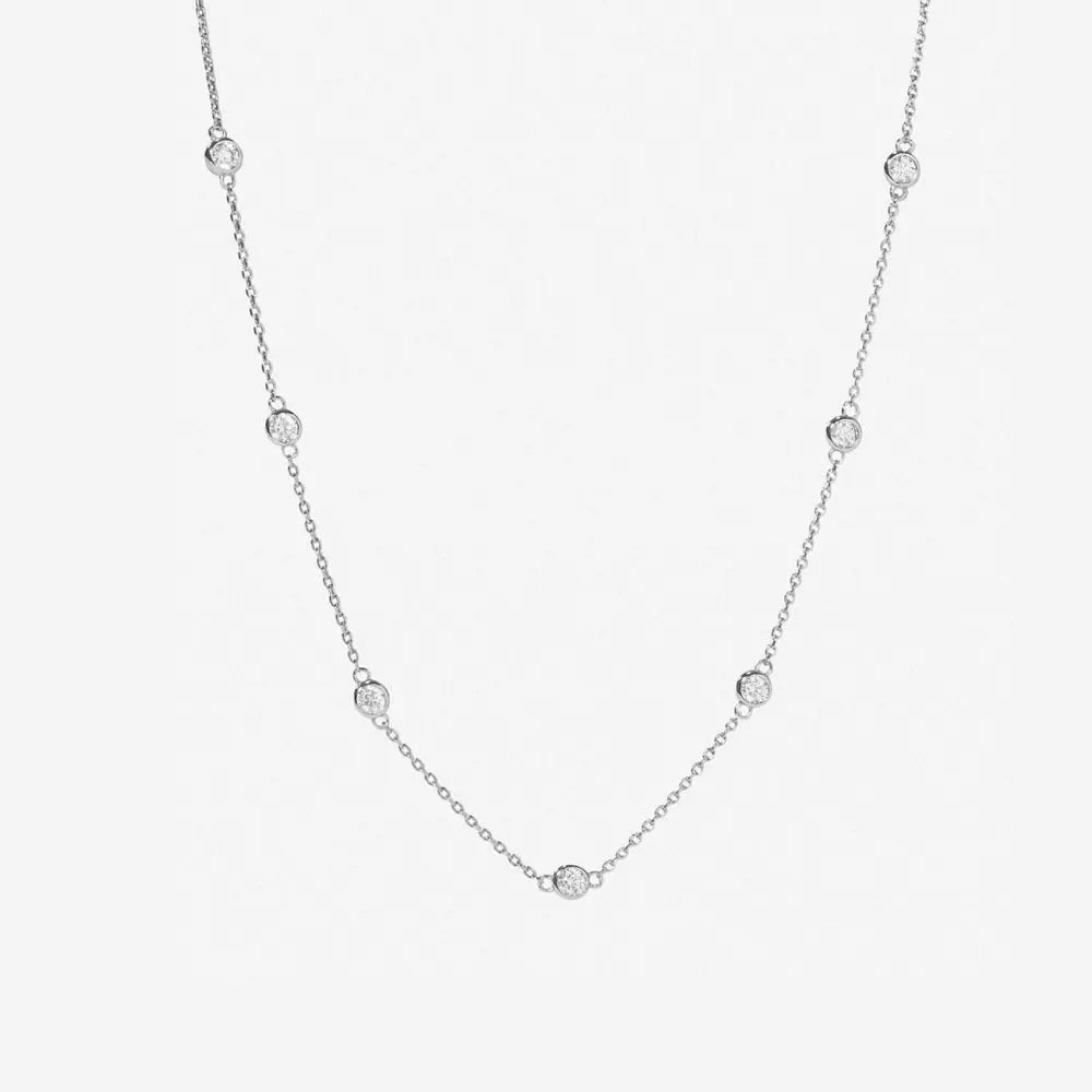 Dainty Zircon CZ Charm Choker Long Chain