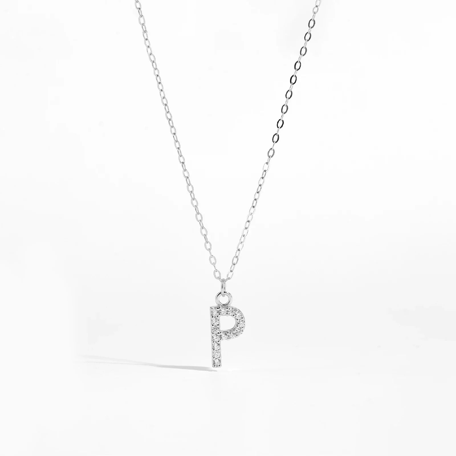 Alphabet Initial Monogram Letter A-Z Zircon CZ Pendant Necklace