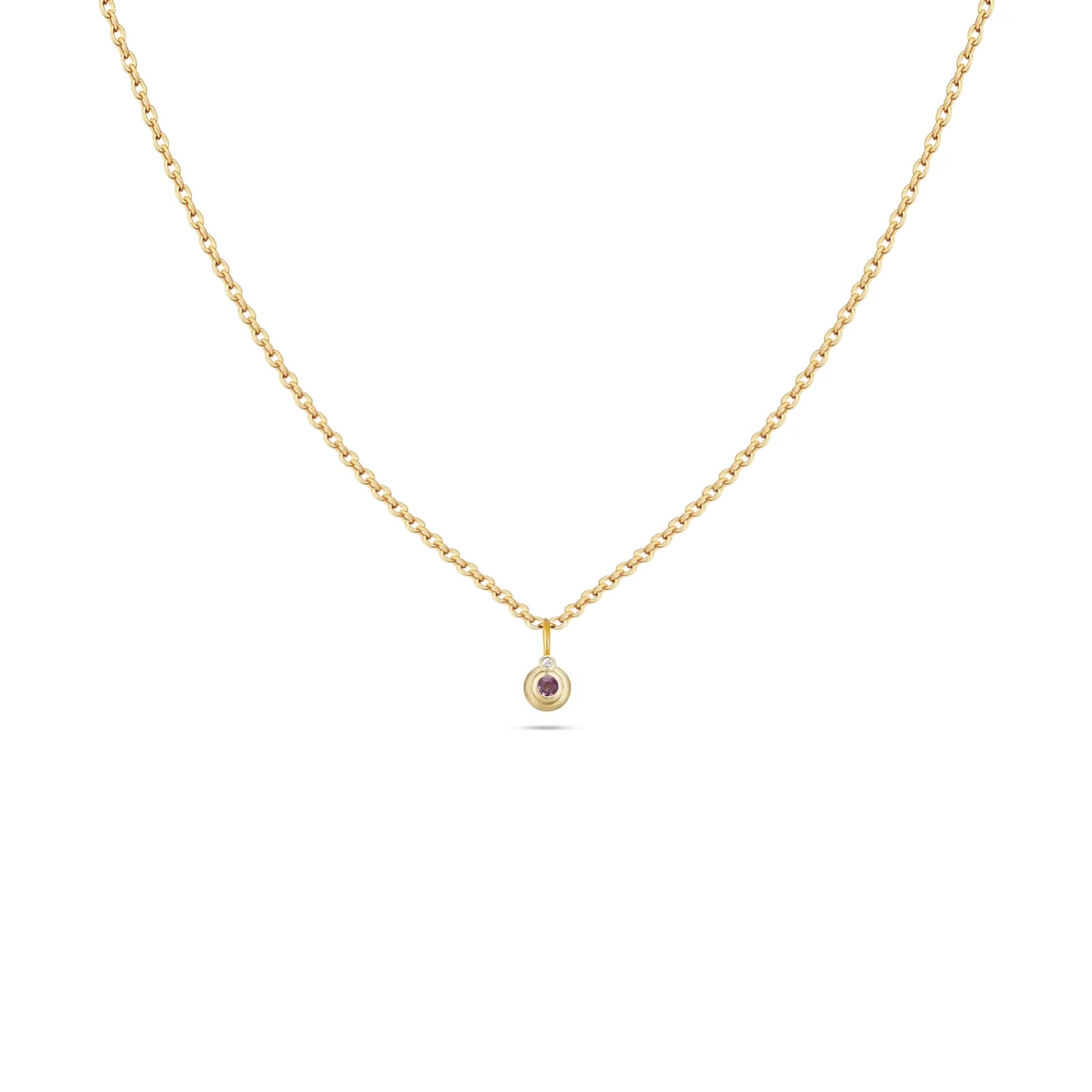 Zircon Rose Round Pendant Charm Necklace