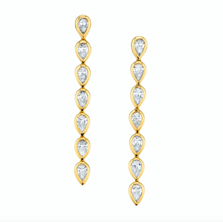 Pear CZ Zircon Chain Earring Line