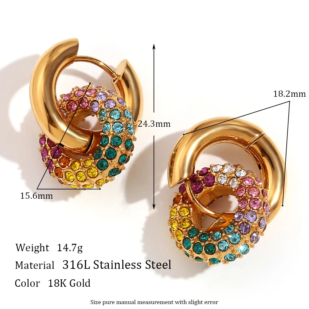 Colorful Luxury Rhinestone Hoop Earrings Exaggerate