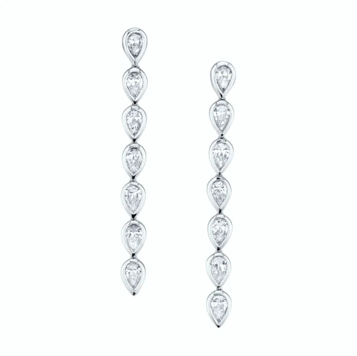 Pear CZ Zircon Chain Earring Line