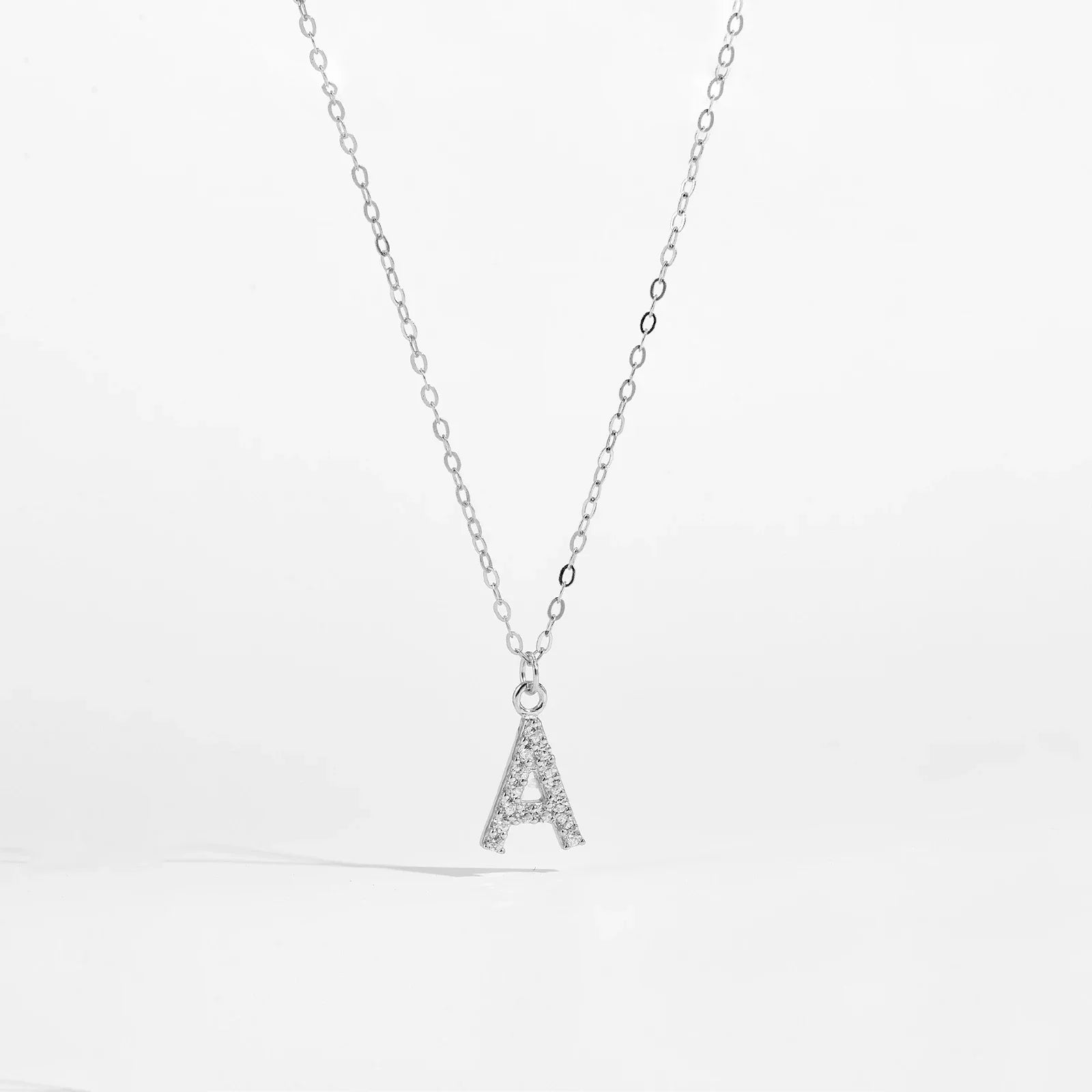 Alphabet Initial Monogram Letter A-Z Zircon CZ Pendant Necklace