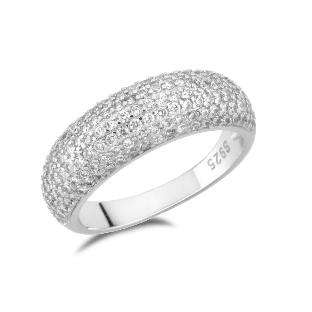 Thin Dome Ring Pave Zircon -Variable