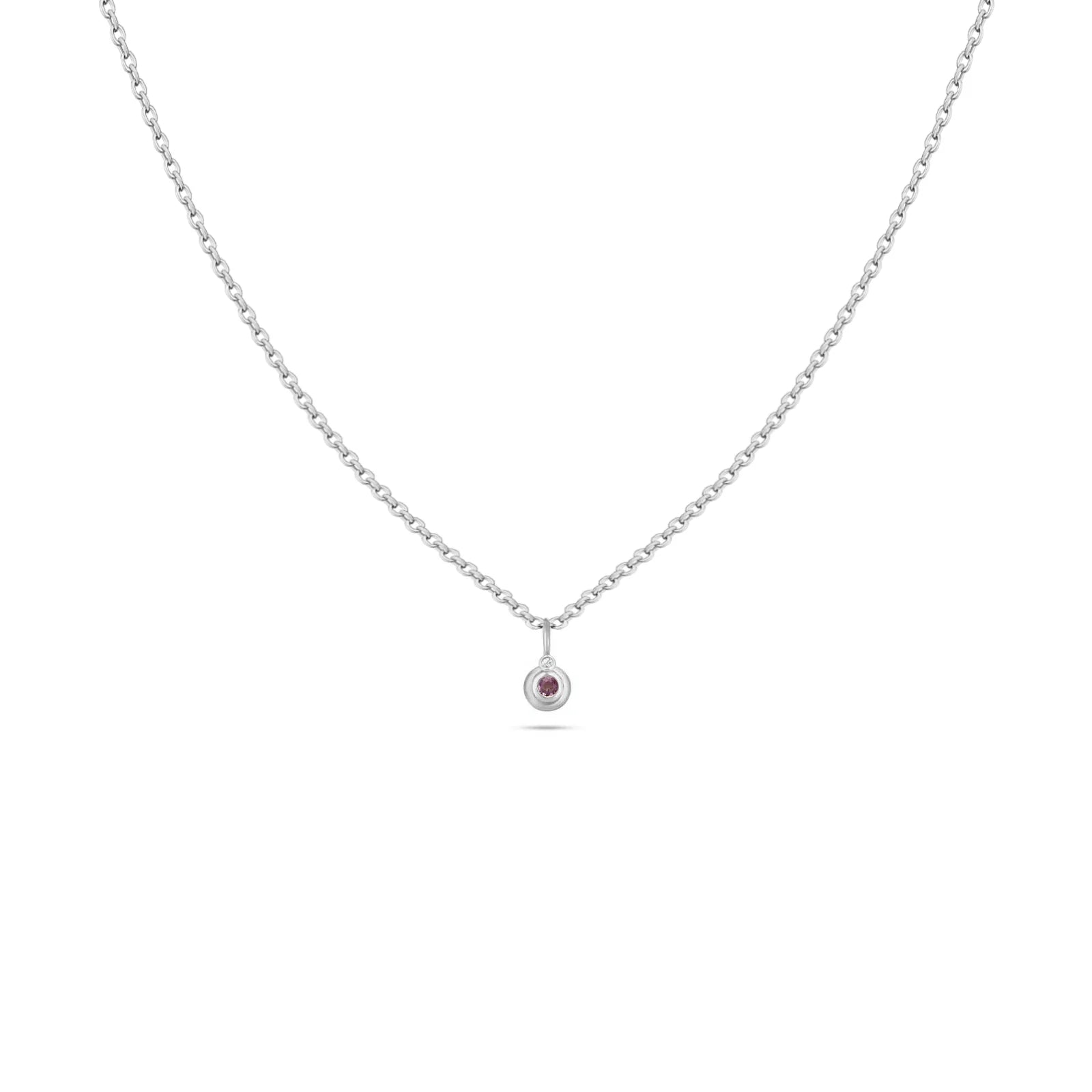 Zircon Rose Round Pendant Charm Necklace