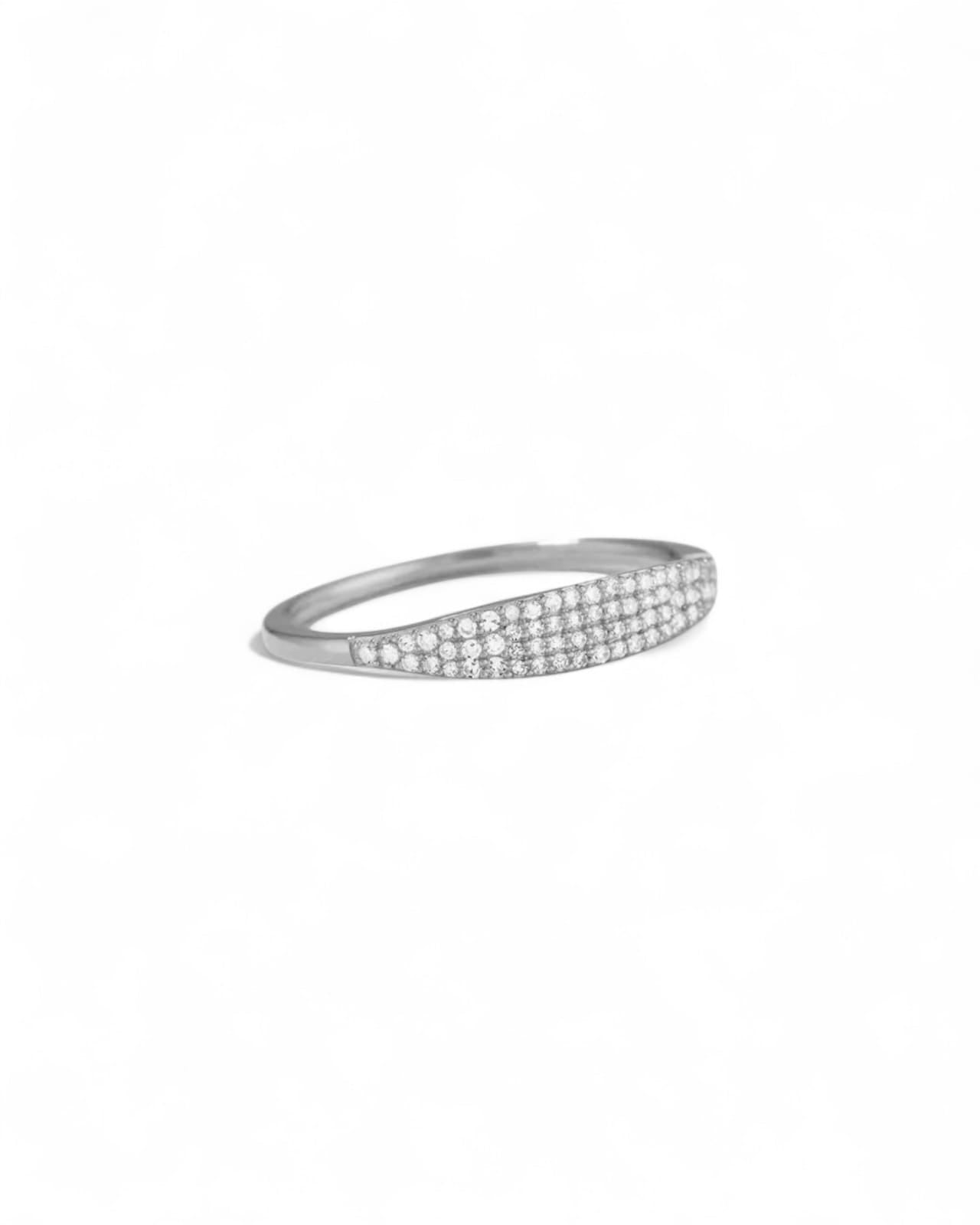 Slim Signet Ring Pave Zircon