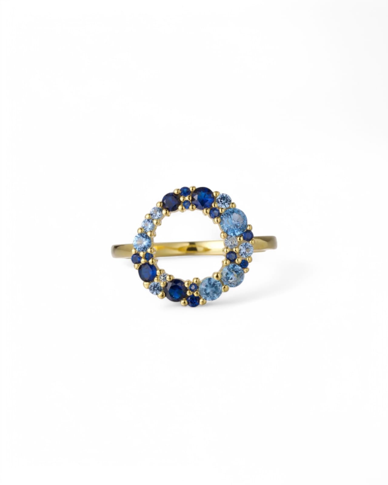 Circle Blue Crystal Rock Punk Ring