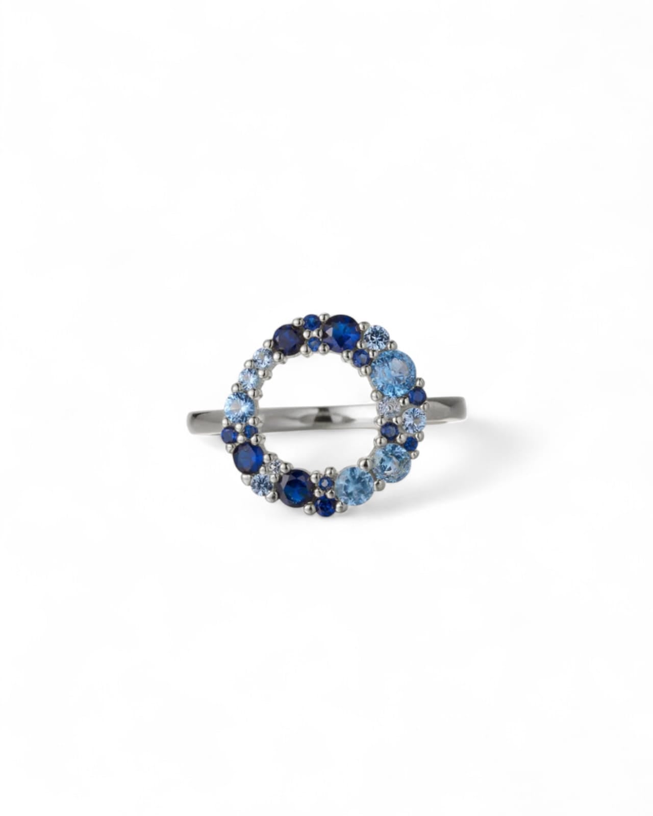 Circle Blue Crystal Rock Punk Ring