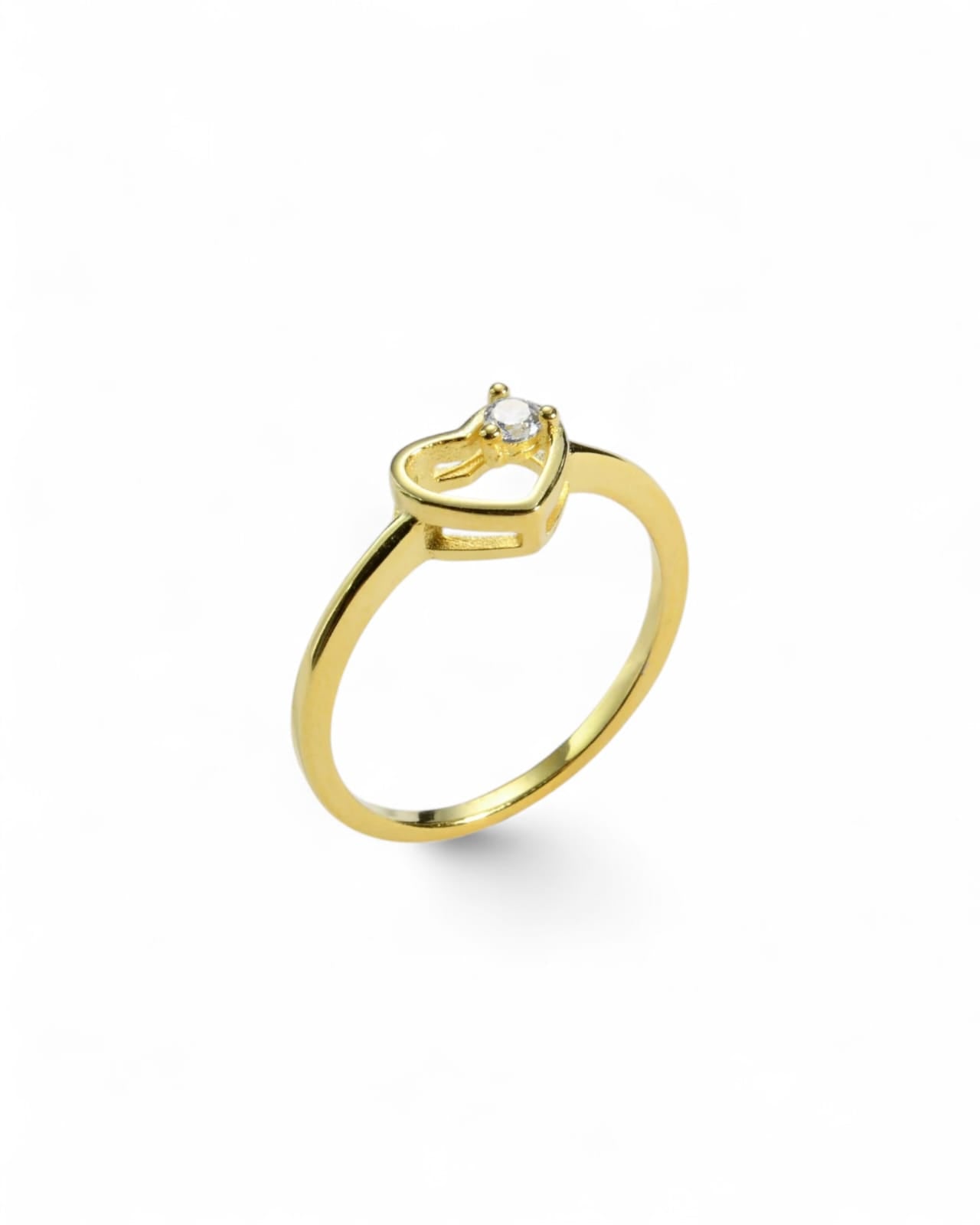 Gold Ring Heart With Cubic Zirconia - Variable