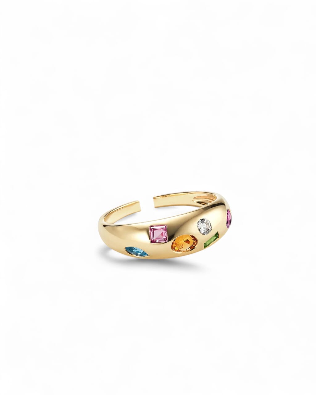 Rainbow Zircon Colorful Resizable Ring